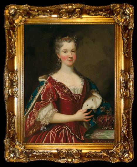 framed  Alexis Simon Belle Portrait of Queen Marie Leszczynska, ta009-2